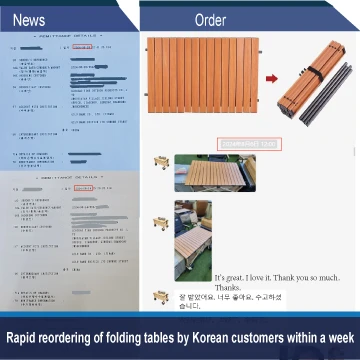 韓国の顧客が1週間以内に折りたたみテーブルを急遽再注文